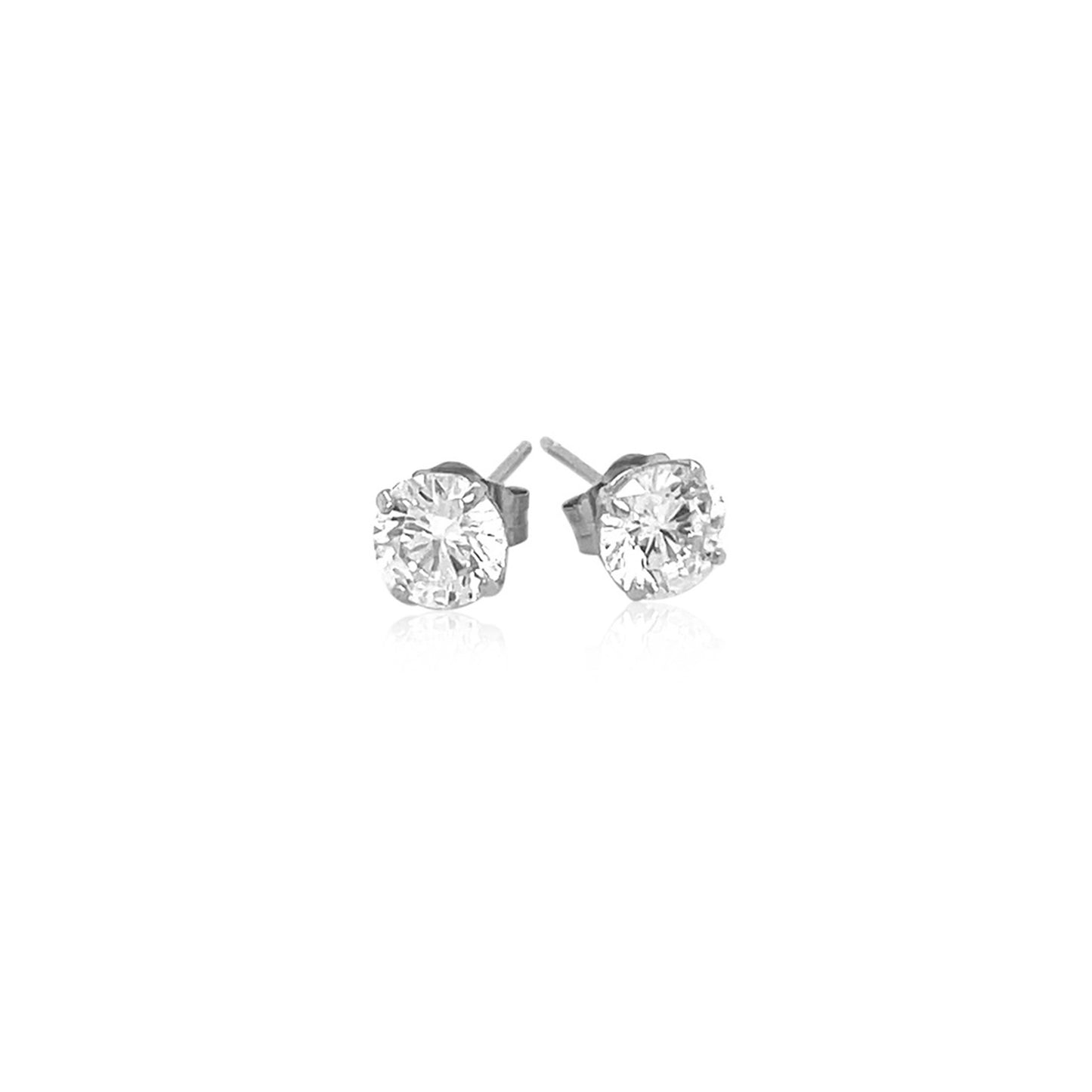 White Cubic Zirconia Stud Earrings